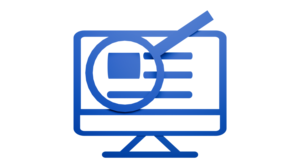 Symbolizes a monitor with a magnifying glass indicating SEO and Accessibility