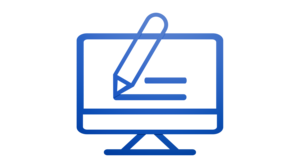 Monitor with pen symbolizing Content management system