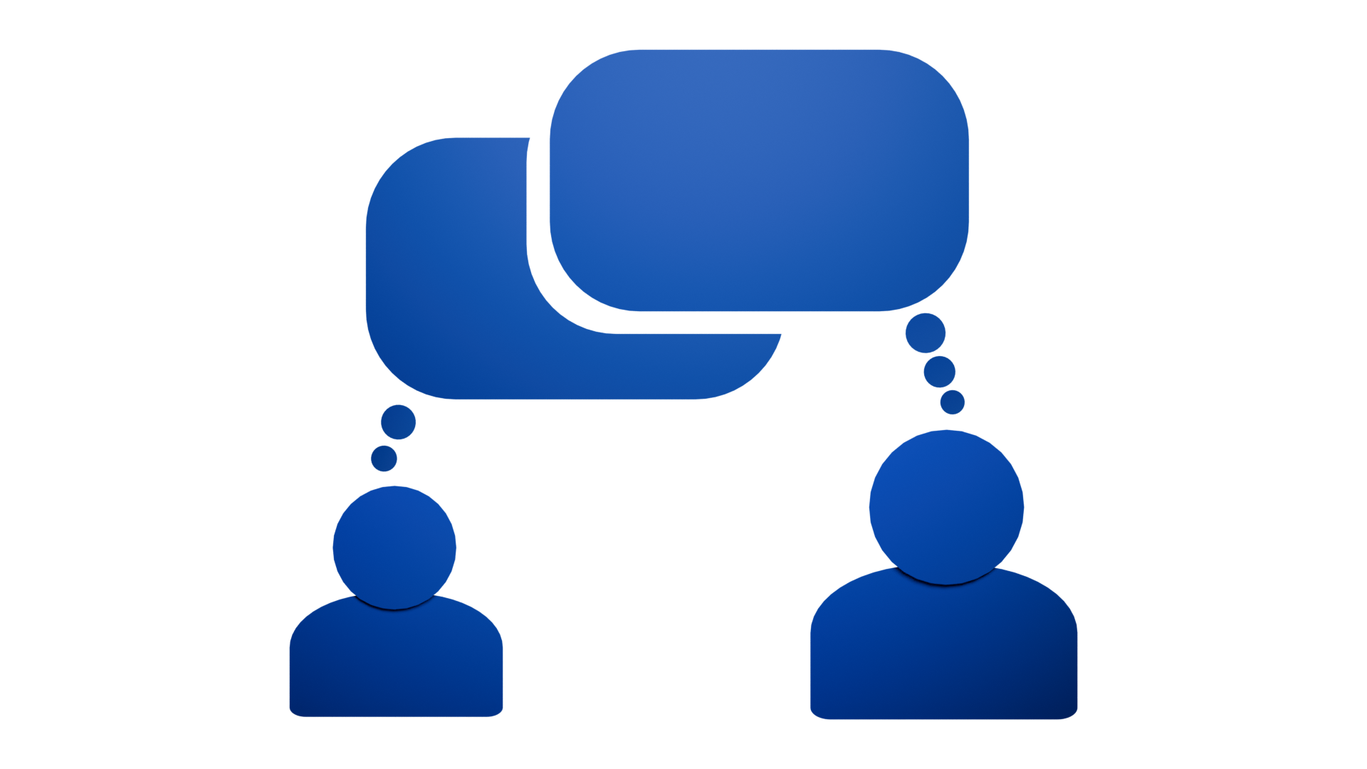 Two speech bubbles symbolizing people talking