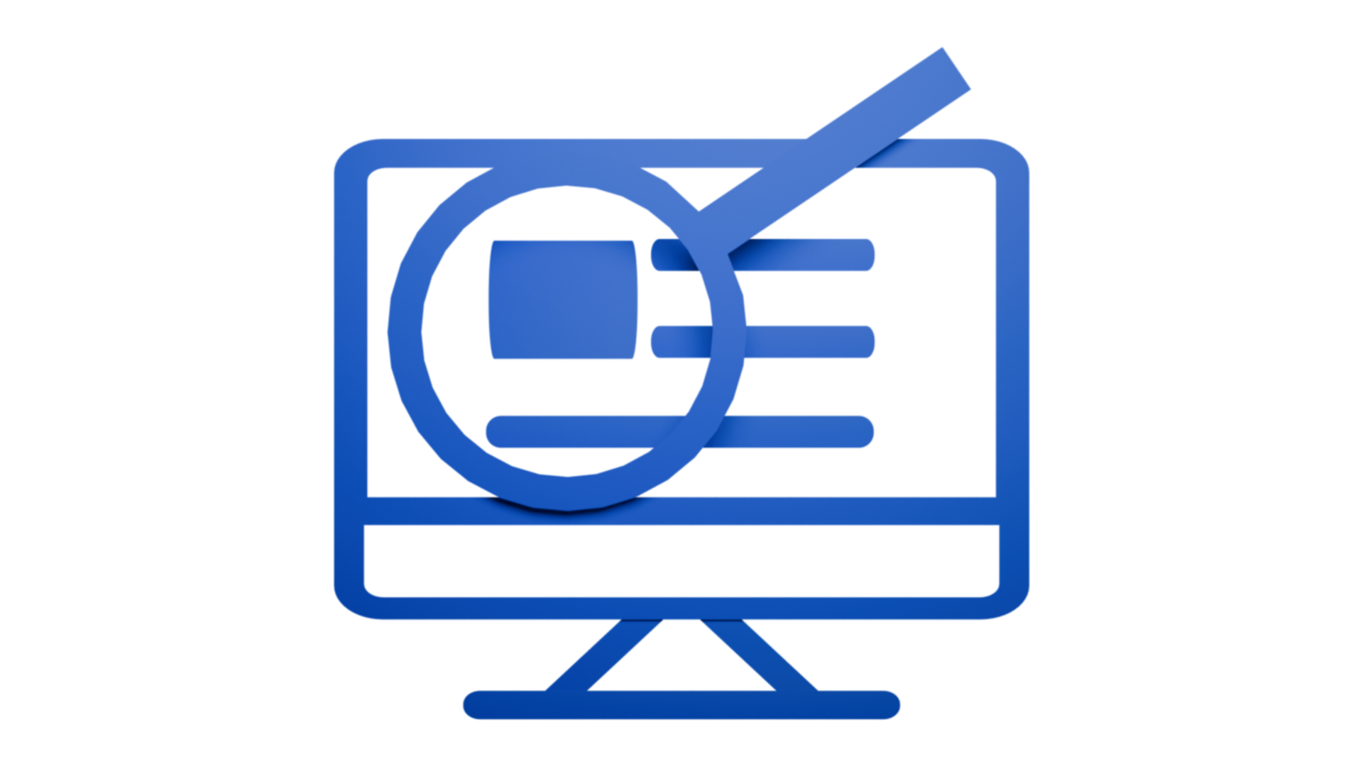 Symbolizes a monitor with a magnifying glass indicating SEO and Accessibility